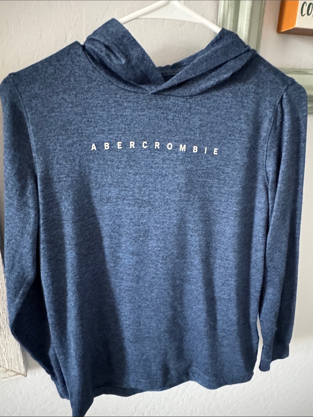 Abercrombie & Fitch Men's Heather Navy Crewneck Hoodie NWOT